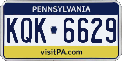 PA license plate KQK6629