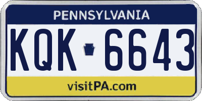 PA license plate KQK6643