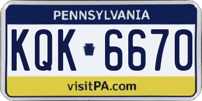 PA license plate KQK6670