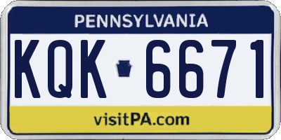 PA license plate KQK6671