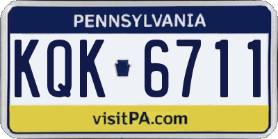 PA license plate KQK6711