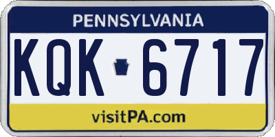 PA license plate KQK6717