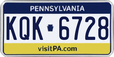 PA license plate KQK6728