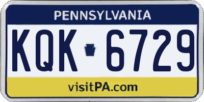 PA license plate KQK6729