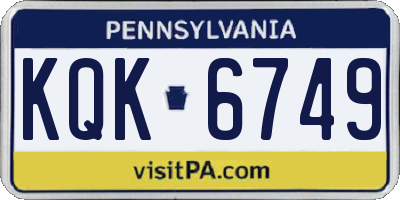 PA license plate KQK6749