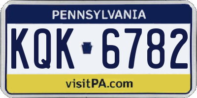 PA license plate KQK6782
