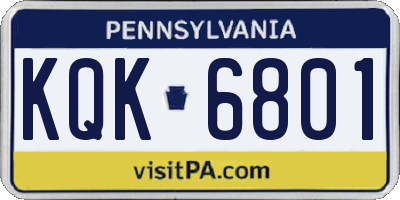 PA license plate KQK6801