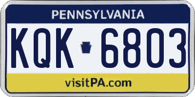 PA license plate KQK6803