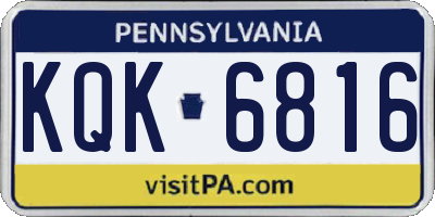 PA license plate KQK6816