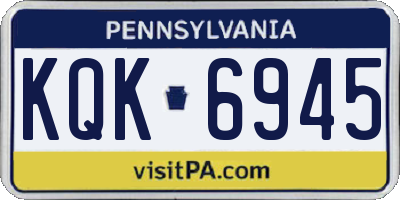 PA license plate KQK6945