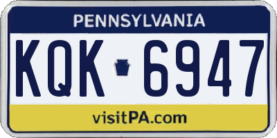 PA license plate KQK6947