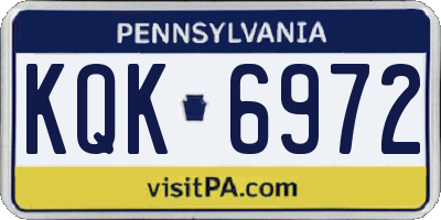 PA license plate KQK6972