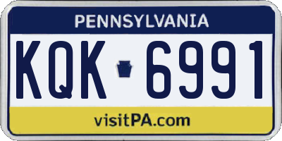 PA license plate KQK6991