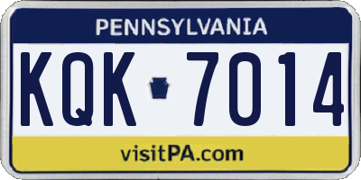 PA license plate KQK7014