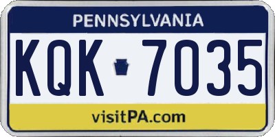 PA license plate KQK7035