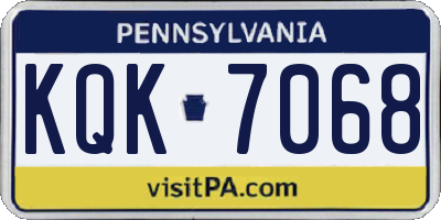 PA license plate KQK7068
