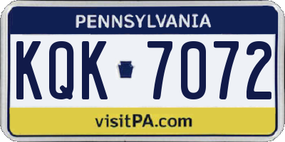PA license plate KQK7072