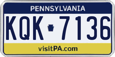PA license plate KQK7136