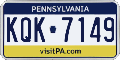 PA license plate KQK7149