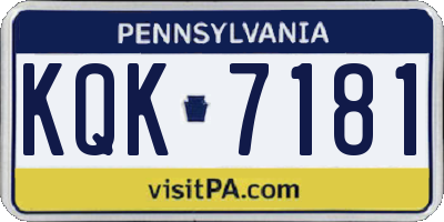 PA license plate KQK7181