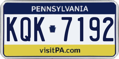 PA license plate KQK7192