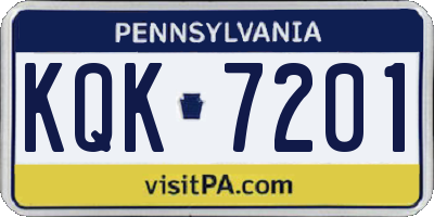 PA license plate KQK7201