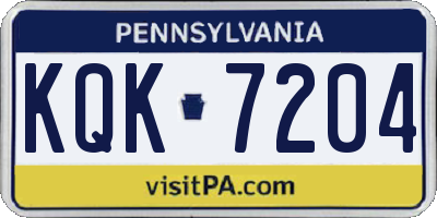 PA license plate KQK7204