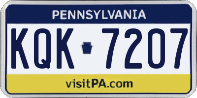 PA license plate KQK7207