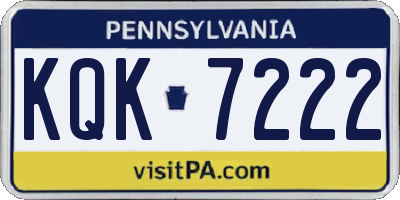 PA license plate KQK7222