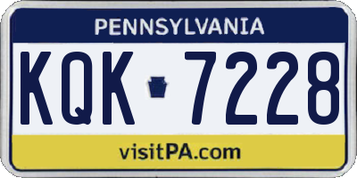 PA license plate KQK7228