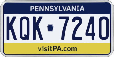 PA license plate KQK7240