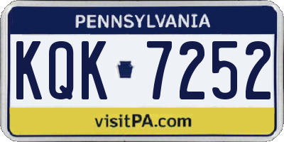 PA license plate KQK7252