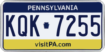 PA license plate KQK7255
