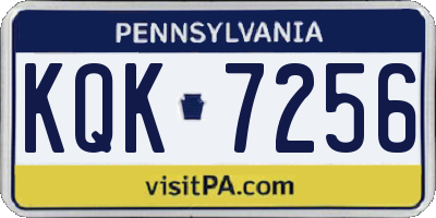 PA license plate KQK7256