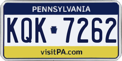 PA license plate KQK7262