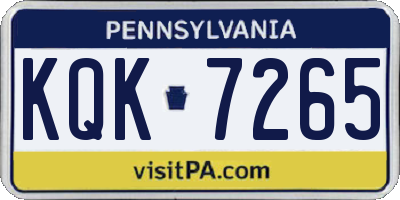 PA license plate KQK7265
