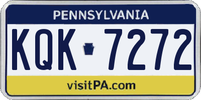 PA license plate KQK7272