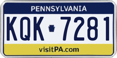 PA license plate KQK7281