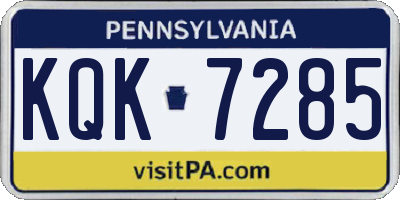 PA license plate KQK7285