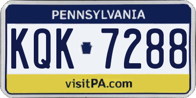 PA license plate KQK7288