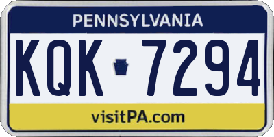 PA license plate KQK7294