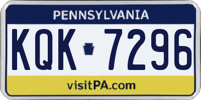 PA license plate KQK7296