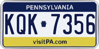 PA license plate KQK7356
