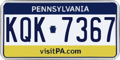 PA license plate KQK7367