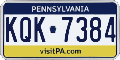 PA license plate KQK7384