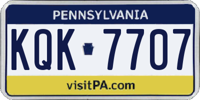 PA license plate KQK7707