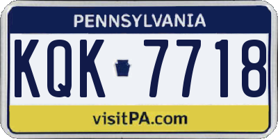 PA license plate KQK7718