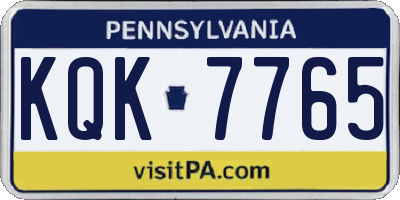 PA license plate KQK7765