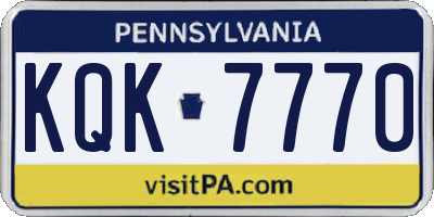 PA license plate KQK7770
