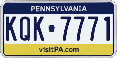 PA license plate KQK7771